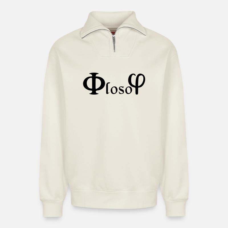 Philosophy / (phi) loso (phi) - Relaxed Unisex Organic Half Zip Sweatshirt – by SPREAD - off white