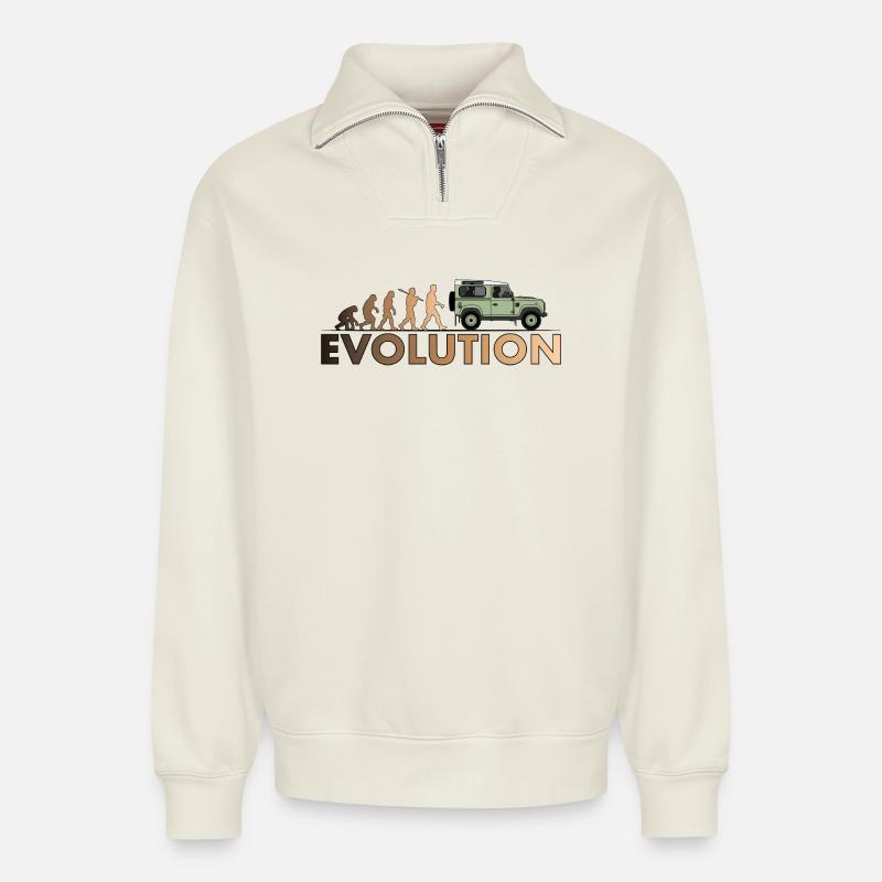 Defender 90 Evolution - Relaxed Unisex Organic Half Zip Sweatshirt – von SPREAD - Naturweiß