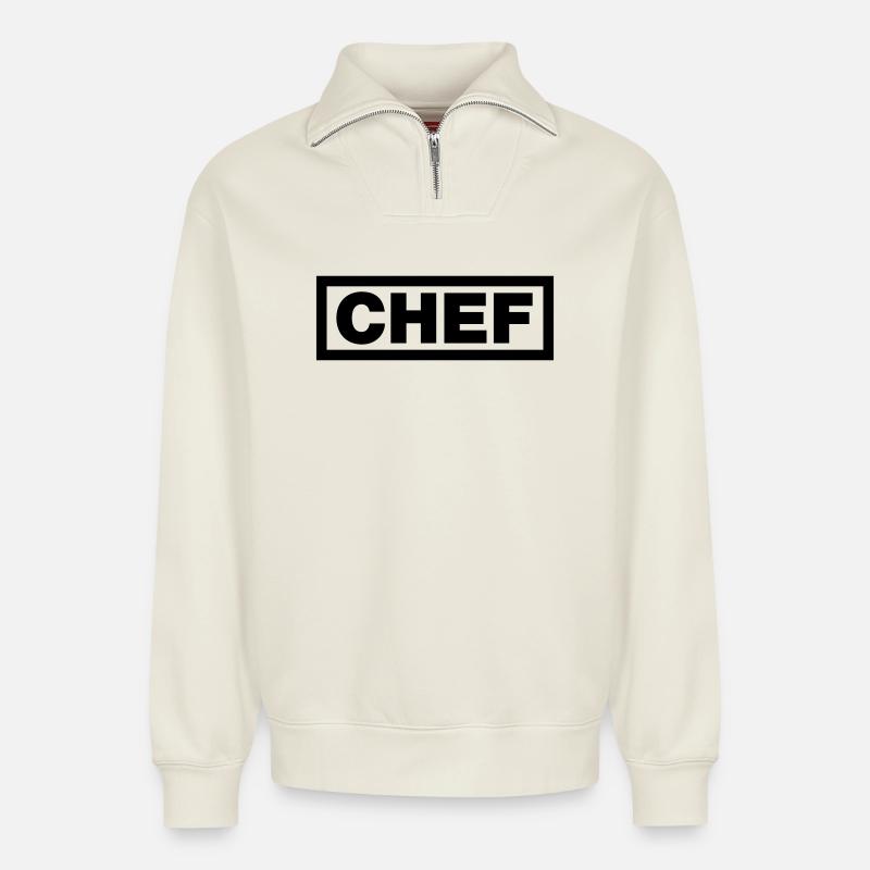 Chef - Relaxed Unisex Organic Half Zip Sweatshirt – by SPREAD - off white