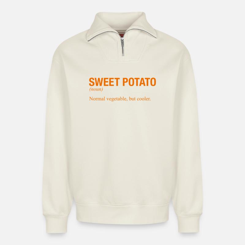 SWEET POTATO - Relaxed Unisex Organic Half Zip Sweatshirt – von SPREAD - Naturweiß