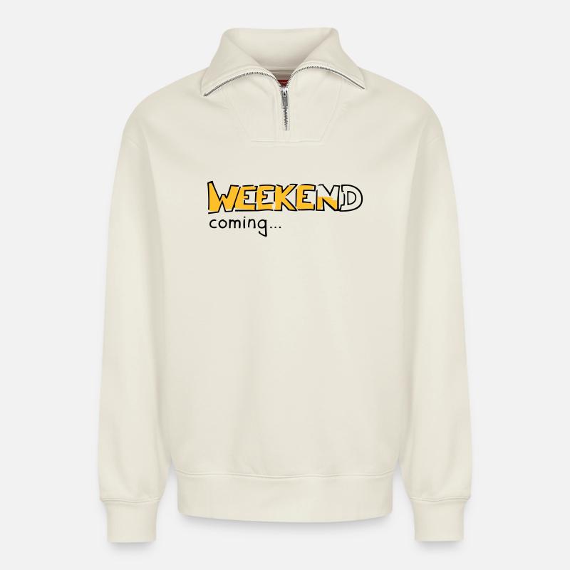 Weekend - Relaxed Unisex Organic Half Zip Sweatshirt – von SPREAD - Naturweiß