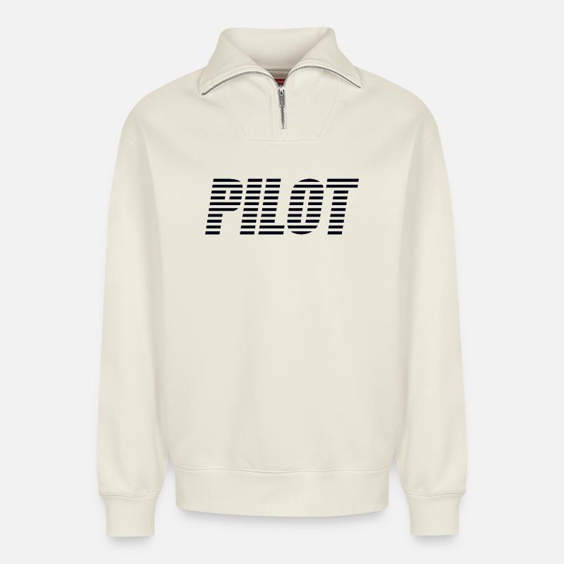 Pilot - Relaxed Unisex Organic Half Zip Sweatshirt – von SPREAD - Naturweiß
