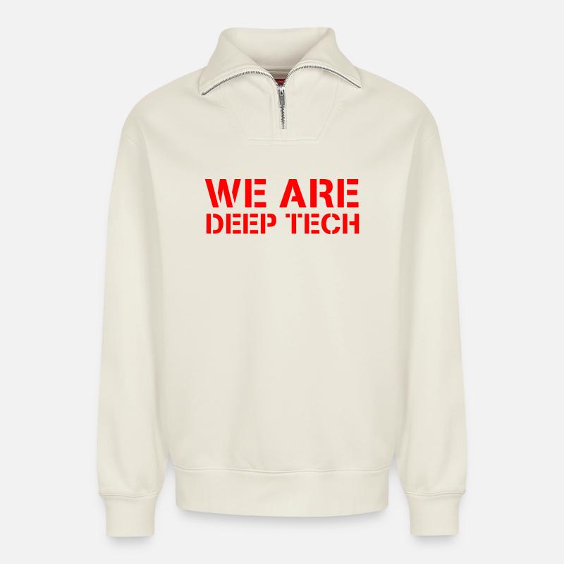 We Are Deep Tech - Relaxed Unisex Organic Half Zip Sweatshirt – von SPREAD - Naturweiß