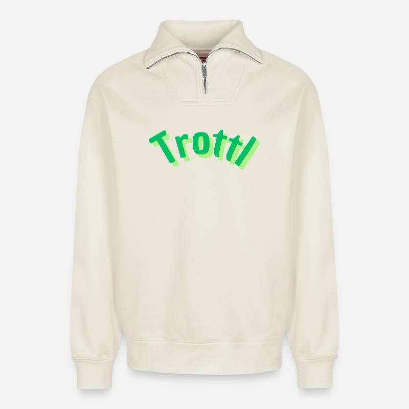 Trottl - Relaxed Unisex Organic Half Zip Sweatshirt – von SPREAD - Naturweiß