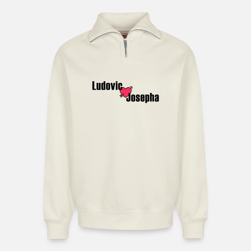 Ludovic + Josepha - Relaxed Unisex Organic Half Zip Sweatshirt – von SPREAD - Naturweiß