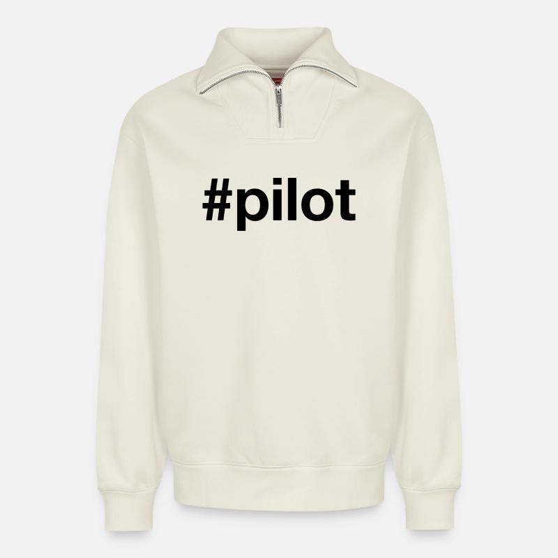 PILOT - Relaxed Unisex Organic Half Zip Sweatshirt – von SPREAD - Naturweiß