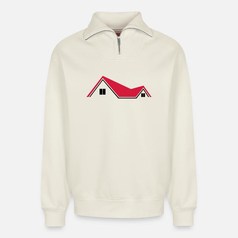 Haus - Relaxed Unisex Organic Half Zip Sweatshirt – von SPREAD - Naturweiß