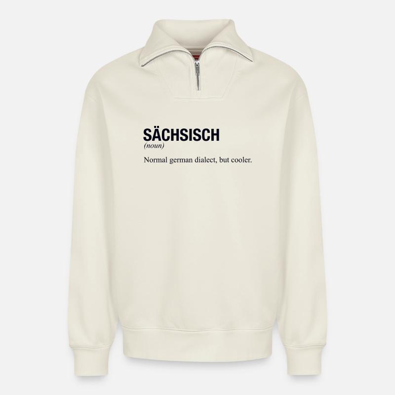 SAXON Saxony - Relaxed Unisex Organic Half Zip Sweatshirt – by SPREAD - off white