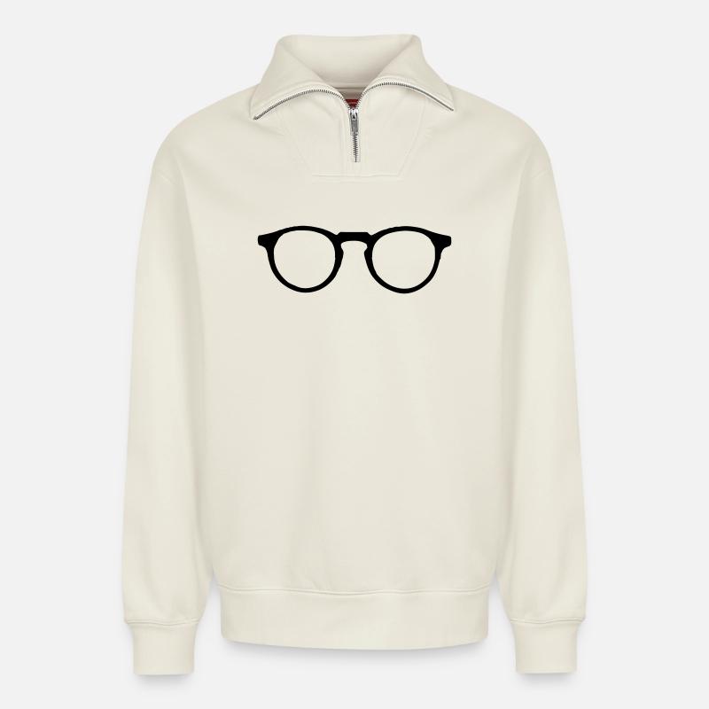 Spectacles - Relaxed Unisex Organic Half Zip Sweatshirt – by SPREAD - off white