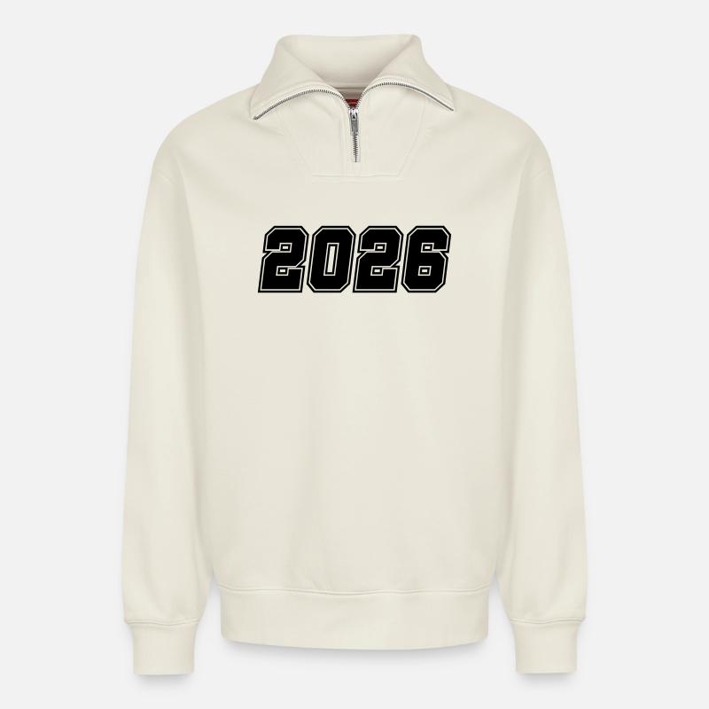 2026 - Relaxed Unisex Organic Half Zip Sweatshirt – von SPREAD - Naturweiß