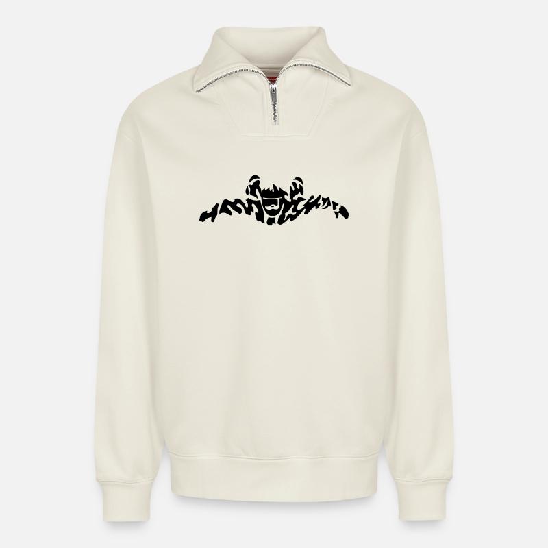 skydiver extreme - Relaxed Unisex Organic Half Zip Sweatshirt – by SPREAD - off white