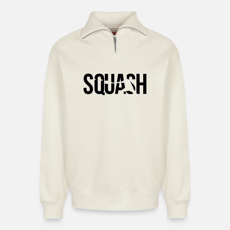 squash - Relaxed Unisex Organic Half Zip Sweatshirt – by SPREAD - off white
