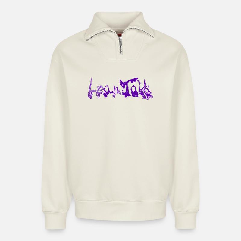 LeanTalk - Sweat unisexe décontracté en coton biologique à demi-zip – de SPREAD - blanc cassé