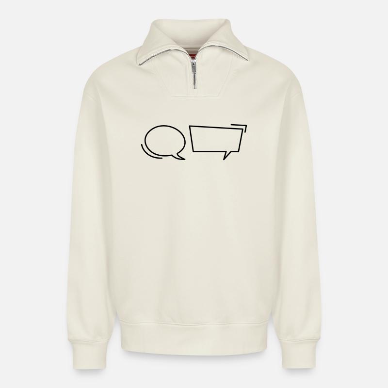 Comic Sprechblasen - Relaxed Unisex Organic Half Zip Sweatshirt – von SPREAD - Naturweiß