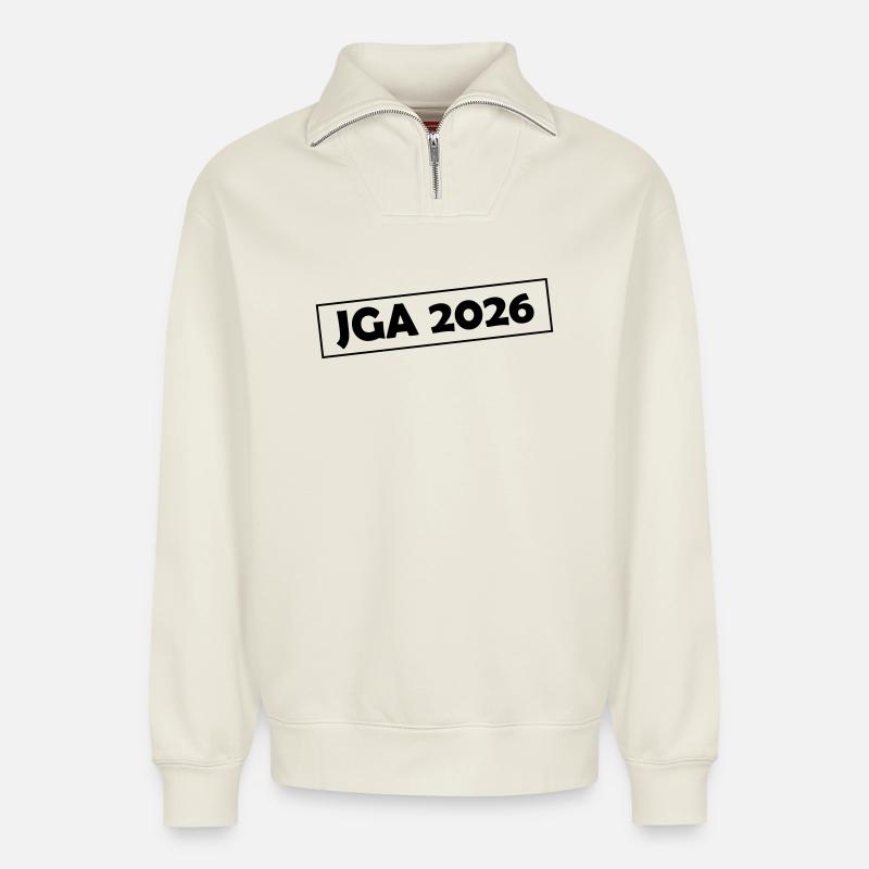 Jga 2026 - Relaxed Unisex Organic Half Zip Sweatshirt – von SPREAD - Naturweiß