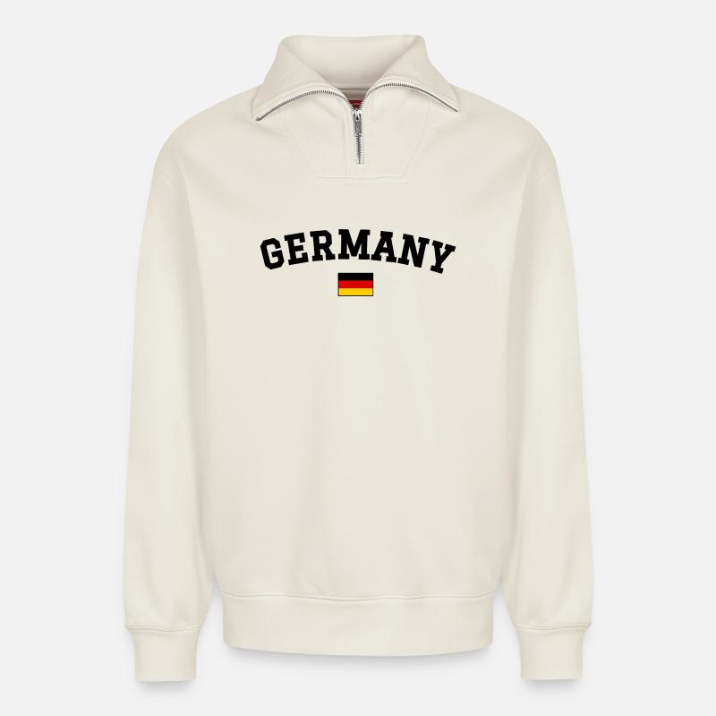 Spanien Flagge Design Englisch Schwarz - Relaxed Unisex Organic Half Zip Sweatshirt – von SPREAD - Naturweiß