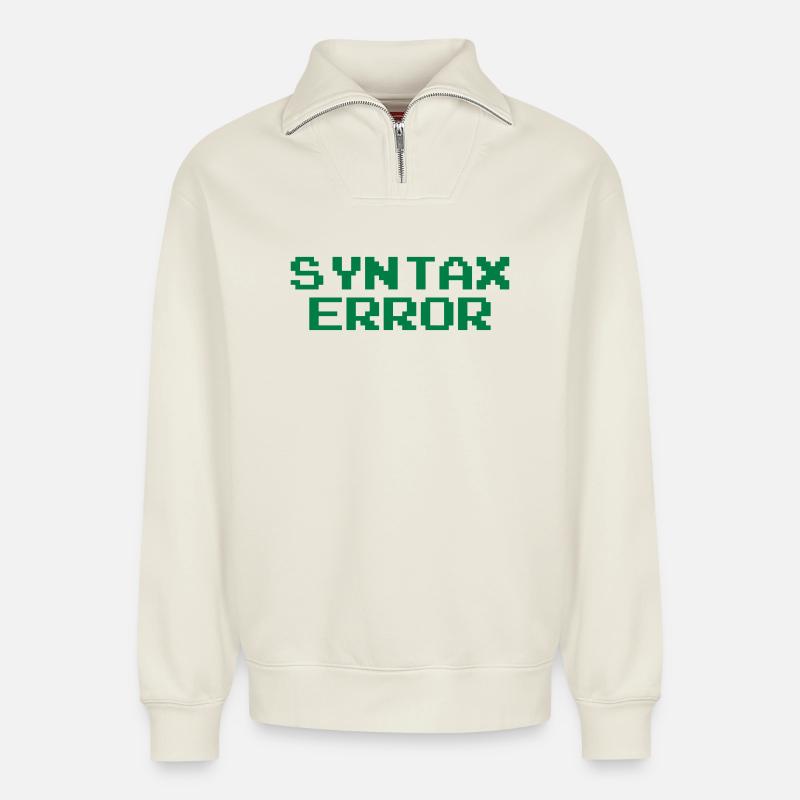 Syntax Error - Relaxed Unisex Organic Half Zip Sweatshirt – von SPREAD - Naturweiß