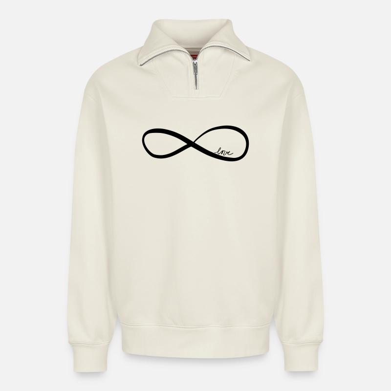love forever - Relaxed Unisex Organic Half Zip Sweatshirt – von SPREAD - Naturweiß