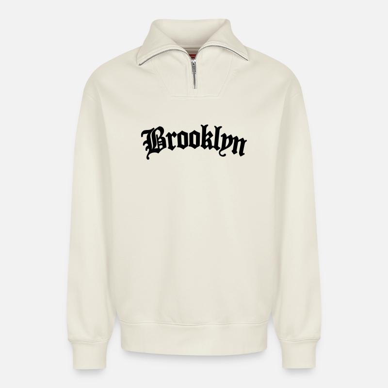 Brooklyn - Relaxed Unisex Organic Half Zip Sweatshirt – by SPREAD - off white