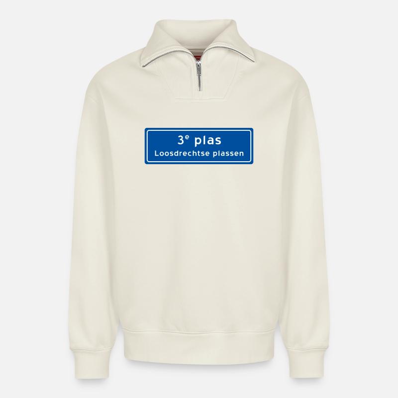 Loosdrechtse plassen 3rd plas - Relaxed Unisex Organic Half Zip Sweatshirt – von SPREAD - Naturweiß