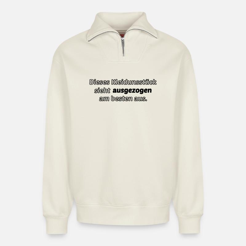 déshabillé - Sweat unisexe décontracté en coton biologique à demi-zip – de SPREAD - blanc cassé