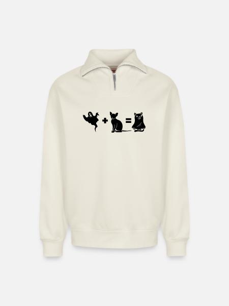 Funny Halloween Dog Ghost - Relaxed Unisex Organic Half Zip Sweatshirt – von SPREAD - Naturweiß