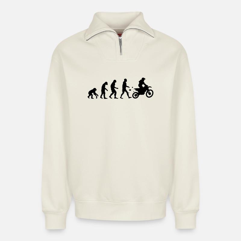 evolution motocross - Relaxed Unisex Organic Half Zip Sweatshirt – von SPREAD - Naturweiß