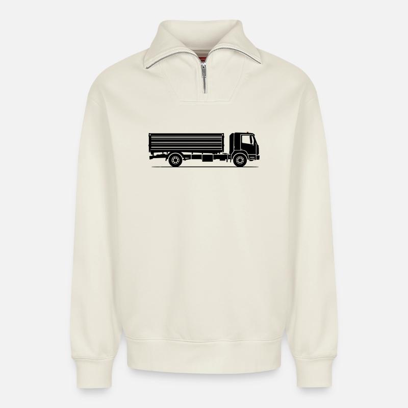 Muldenkipper Silhouette - Relaxed Unisex Organic Half Zip Sweatshirt – von SPREAD - Naturweiß