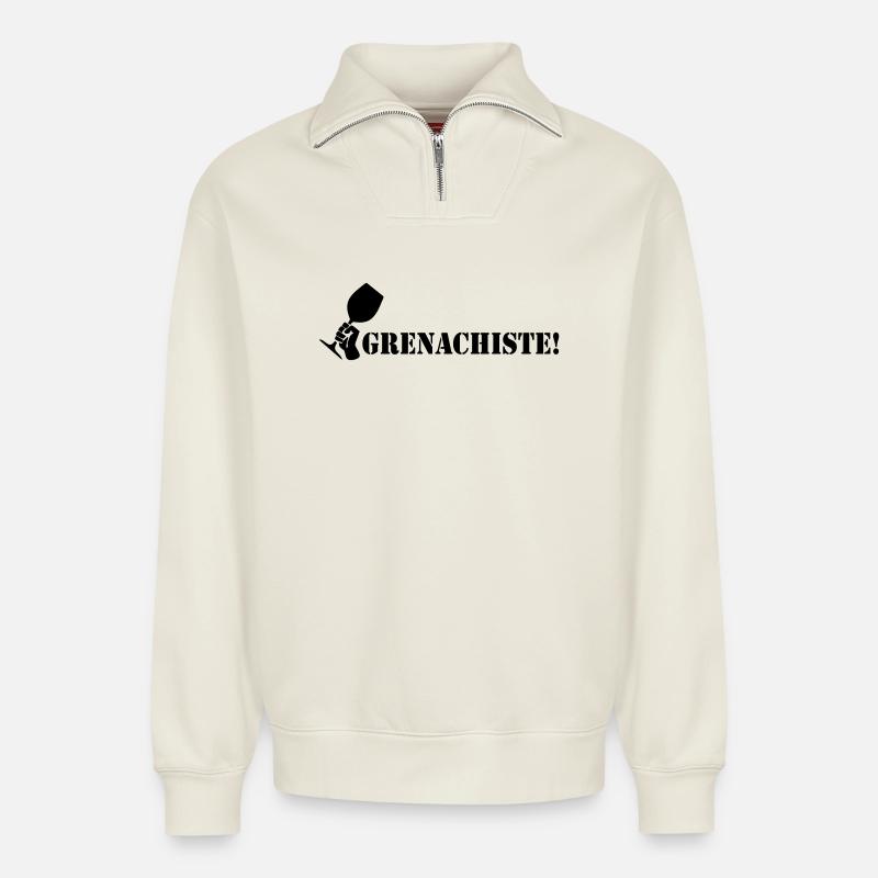 Grenachiste - Relaxed Unisex Organic Half Zip Sweatshirt – von SPREAD - Naturweiß