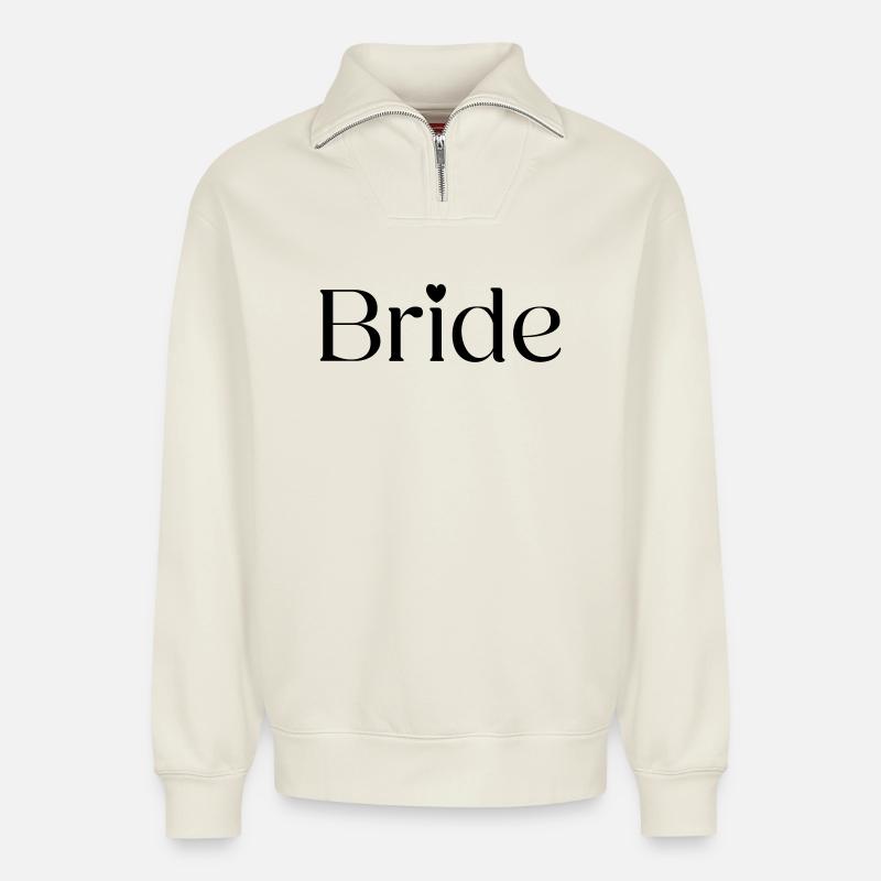 Bride - Relaxed Unisex Organic Half Zip Sweatshirt – by SPREAD - off white