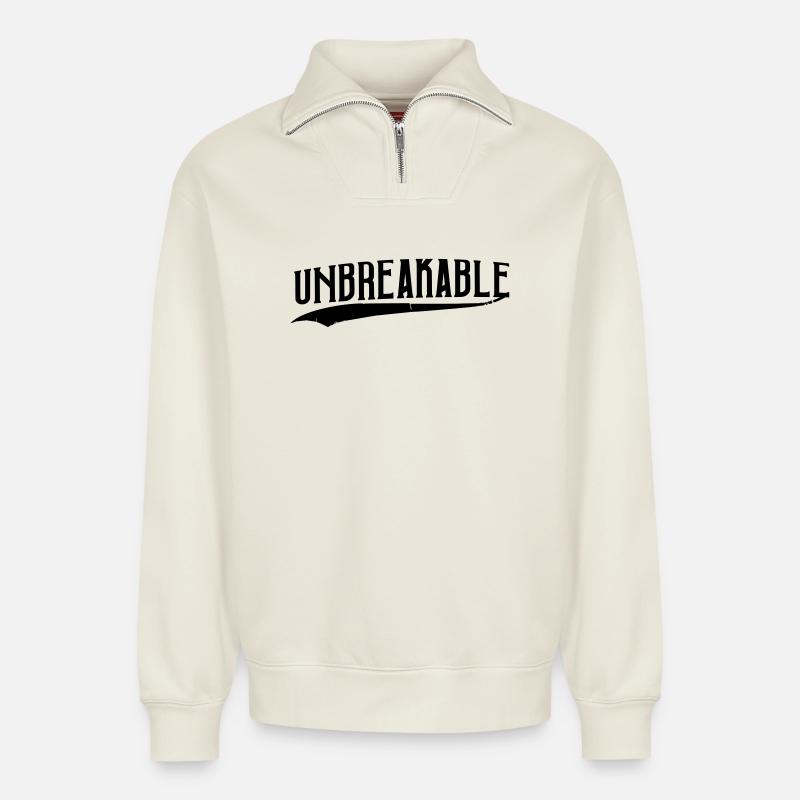 unbreakable unaufhaltsam strong Training beliebt - Relaxed Unisex Organic Half Zip Sweatshirt – von SPREAD - Naturweiß