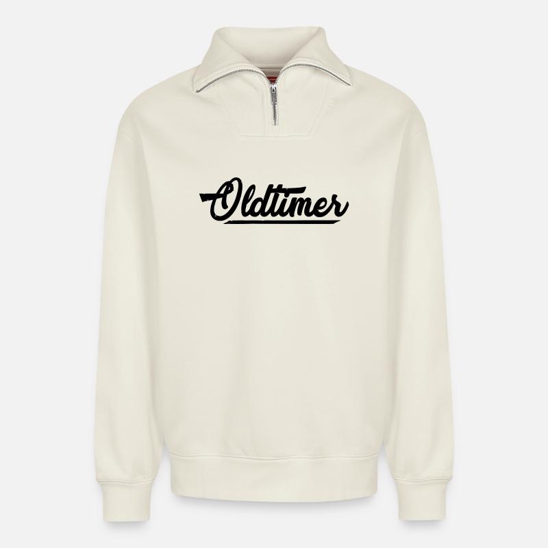 oldtimer - Sweat unisexe décontracté en coton biologique à demi-zip – de SPREAD - blanc cassé