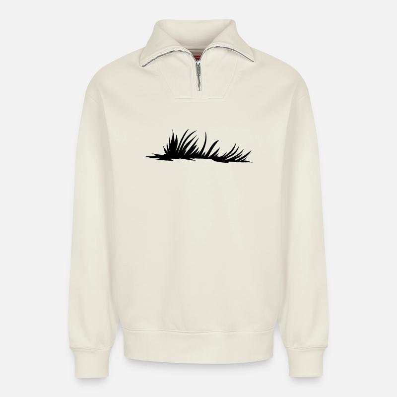 wiese meadow - Relaxed Unisex Organic Half Zip Sweatshirt – von SPREAD - Naturweiß