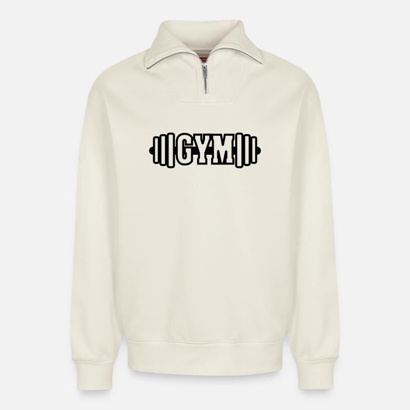 Gym Gym Emblem - Relaxed Unisex Organic Half Zip Sweatshirt – von SPREAD - Naturweiß