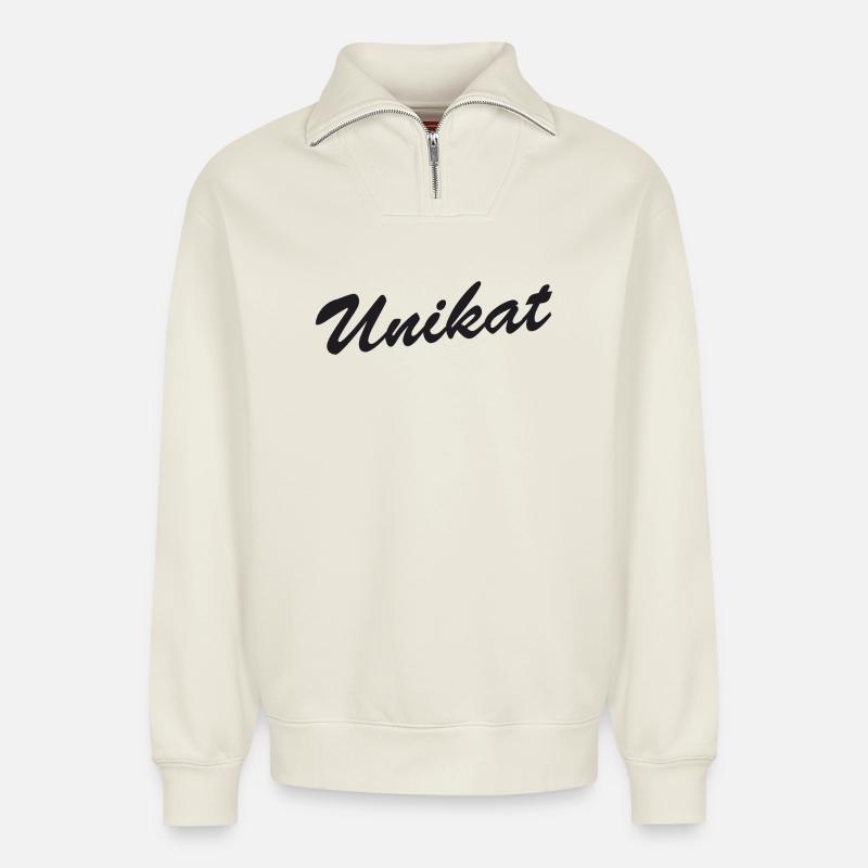 Unikat - Relaxed Unisex Organic Half Zip Sweatshirt – von SPREAD - Naturweiß
