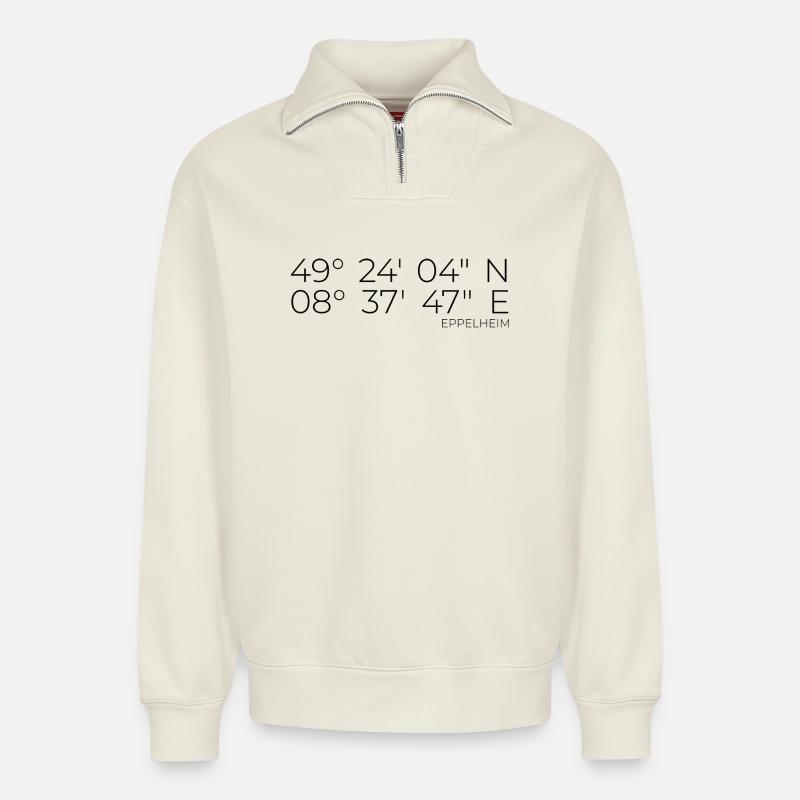 Coordinates Eppelheim - Relaxed Unisex Organic Half Zip Sweatshirt – by SPREAD - off white
