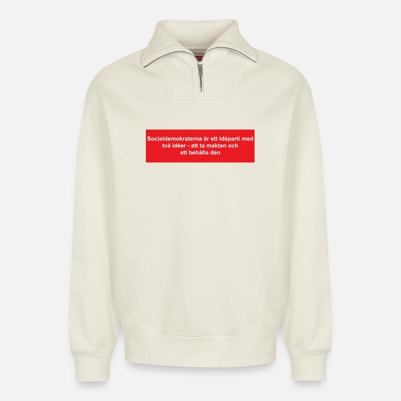 Anti Sosse - Relaxed Unisex Organic Half Zip Sweatshirt – von SPREAD - Naturweiß
