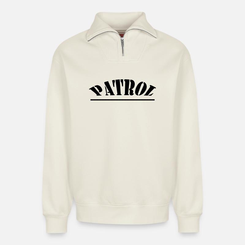 PATROL - Relaxed Unisex Organic Half Zip Sweatshirt – von SPREAD - Naturweiß
