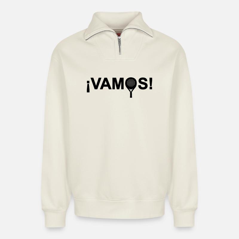 Vamos! - Relaxed Unisex Organic Half Zip Sweatshirt – von SPREAD - Naturweiß