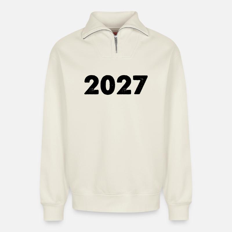 2027 - Relaxed Unisex Organic Half Zip Sweatshirt – von SPREAD - Naturweiß
