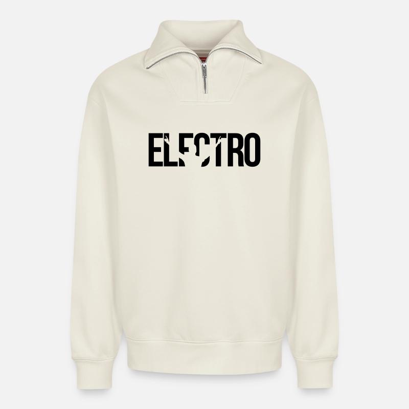 elektro - Relaxed Unisex Organic Half Zip Sweatshirt – von SPREAD - Naturweiß