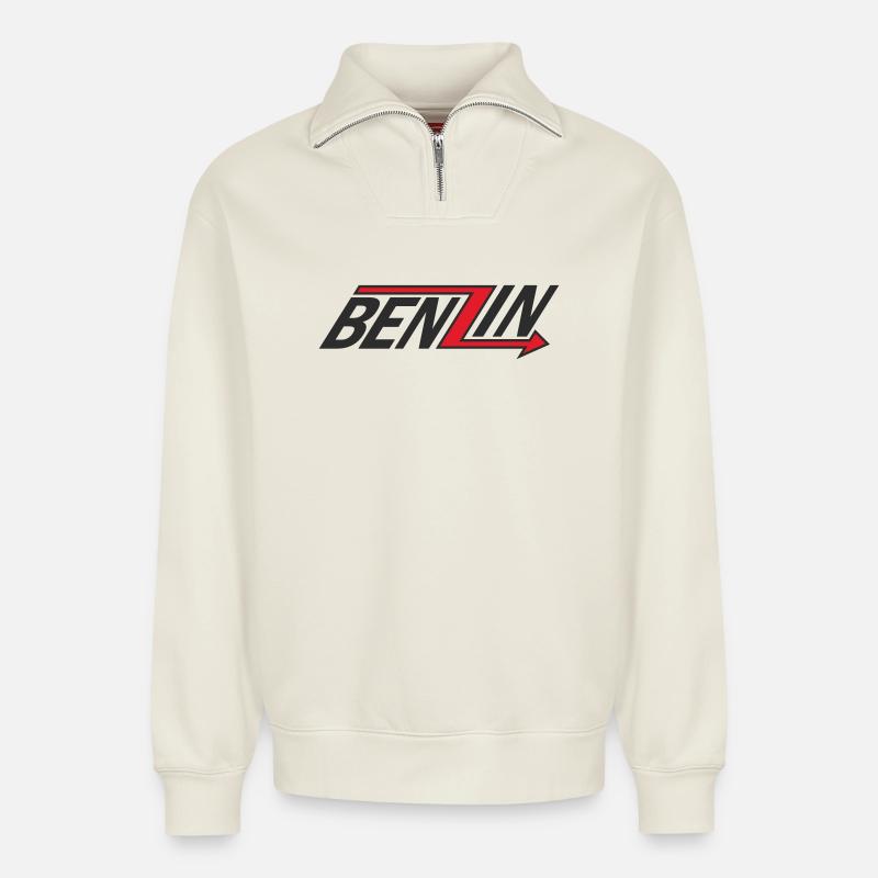 BENZIN - Relaxed Unisex Organic Half Zip Sweatshirt – von SPREAD - Naturweiß