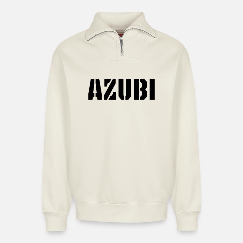 Azubi Tshirt - Relaxed Unisex Organic Half Zip Sweatshirt – von SPREAD - Naturweiß