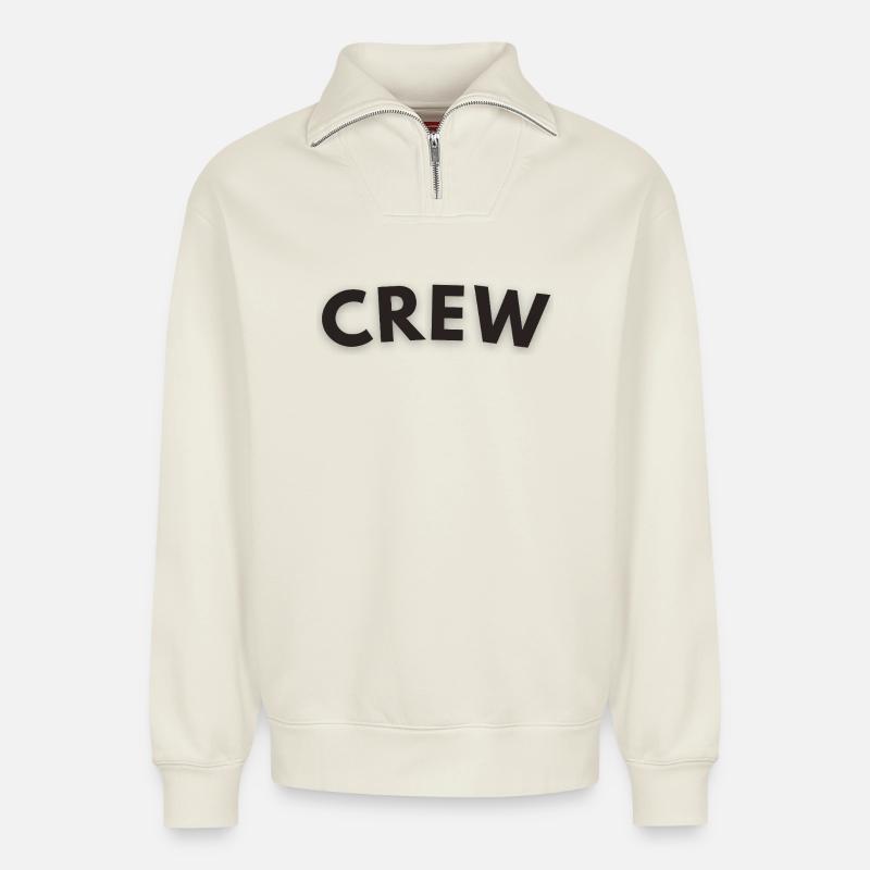 crew - Relaxed Unisex Organic Half Zip Sweatshirt – by SPREAD - off white