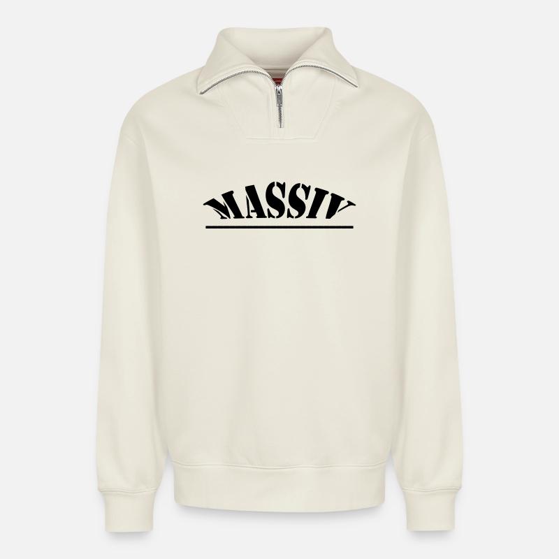 Massive - Relaxed Unisex Organic Half Zip Sweatshirt – by SPREAD - off white