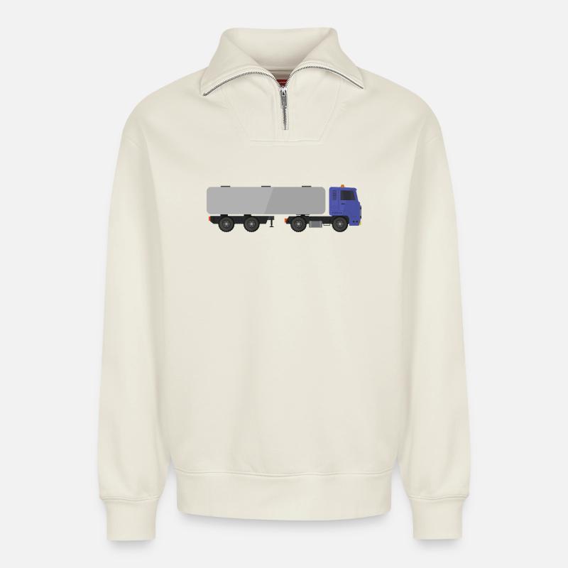 Tanklaster - Relaxed Unisex Organic Half Zip Sweatshirt – von SPREAD - Naturweiß