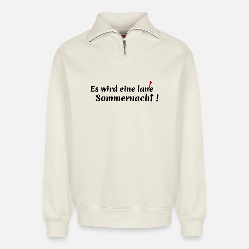 Nuit d’été bruyante - Sweat unisexe décontracté en coton biologique à demi-zip – de SPREAD - blanc cassé