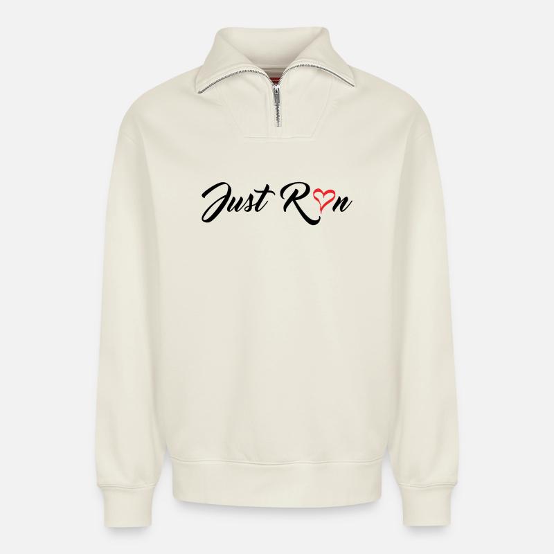 Cours juste - Sweat unisexe décontracté en coton biologique à demi-zip – de SPREAD - blanc cassé