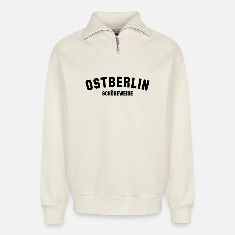 SCHÖNEWEIDE - Relaxed Unisex Organic Half Zip Sweatshirt – von SPREAD - Naturweiß