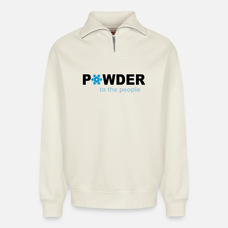 Schnee - Relaxed Unisex Organic Half Zip Sweatshirt – von SPREAD - Naturweiß